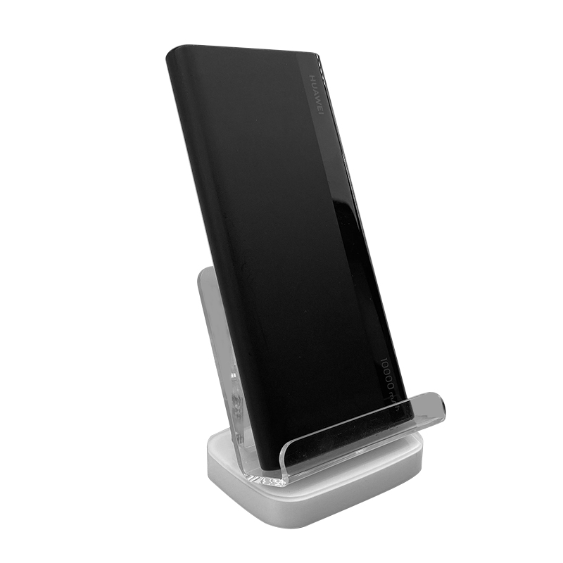 De que materiais são feitos os estandes de exibição de telefones celulares?